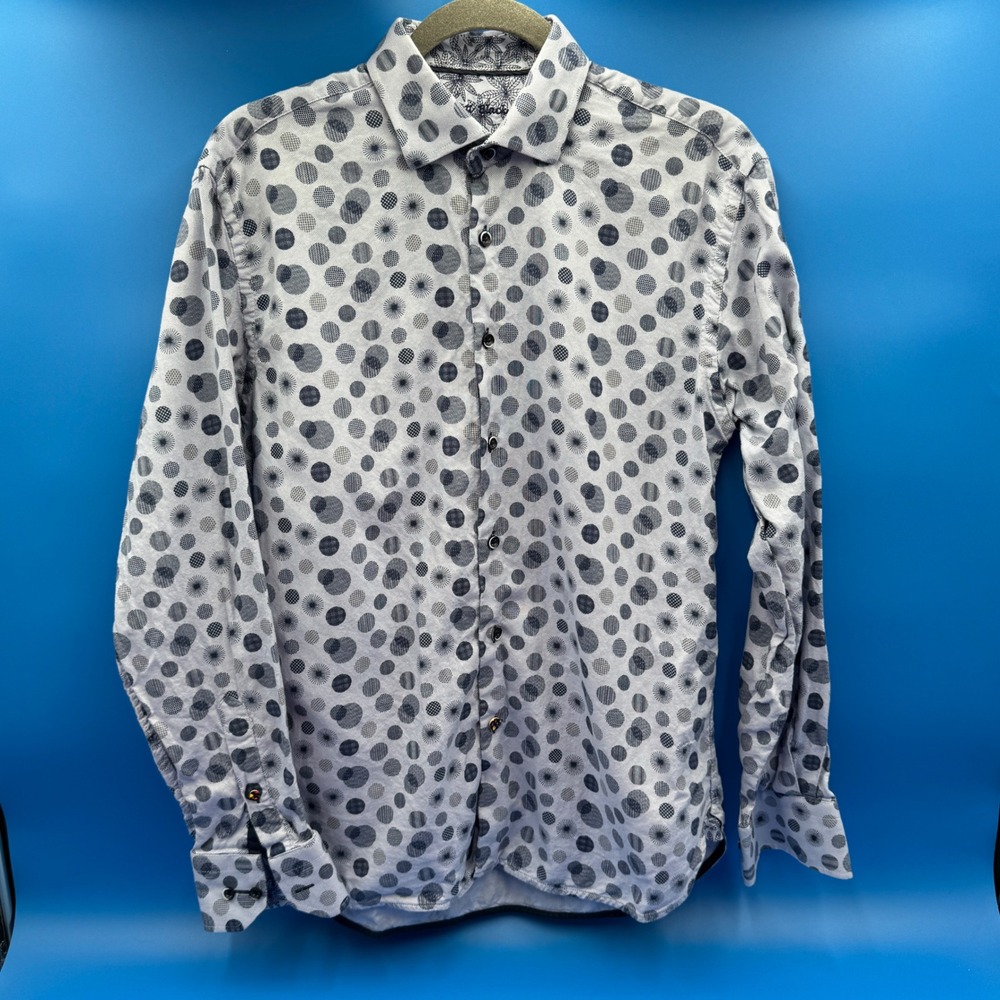 Luciano Visconti Mens Button Down Shirt M‎ Circles Pattern Long Sleeve